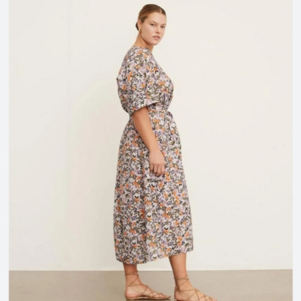 Vince Wisteria Vine‎ Cuffed-Sleeve Belted Maxi Dress